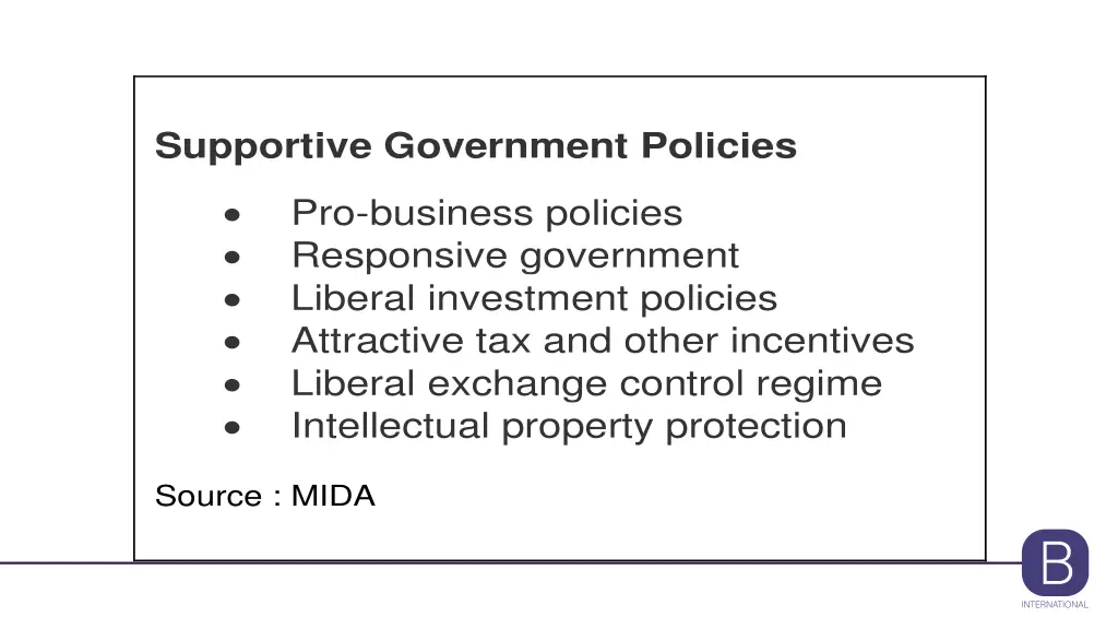 supportive government policies