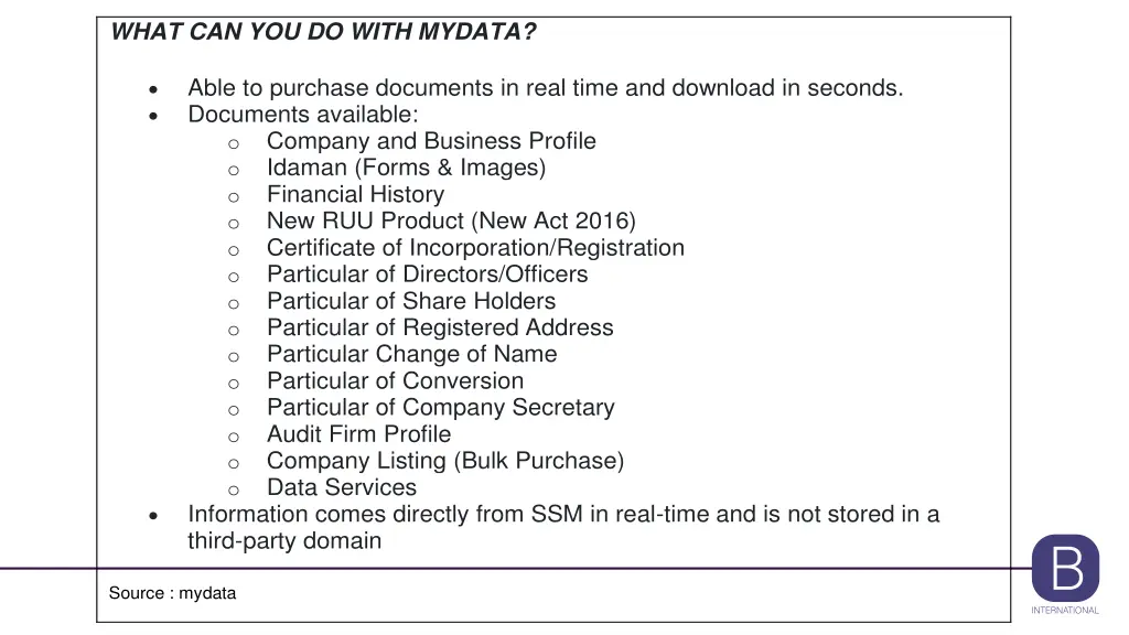 what can you do with mydata