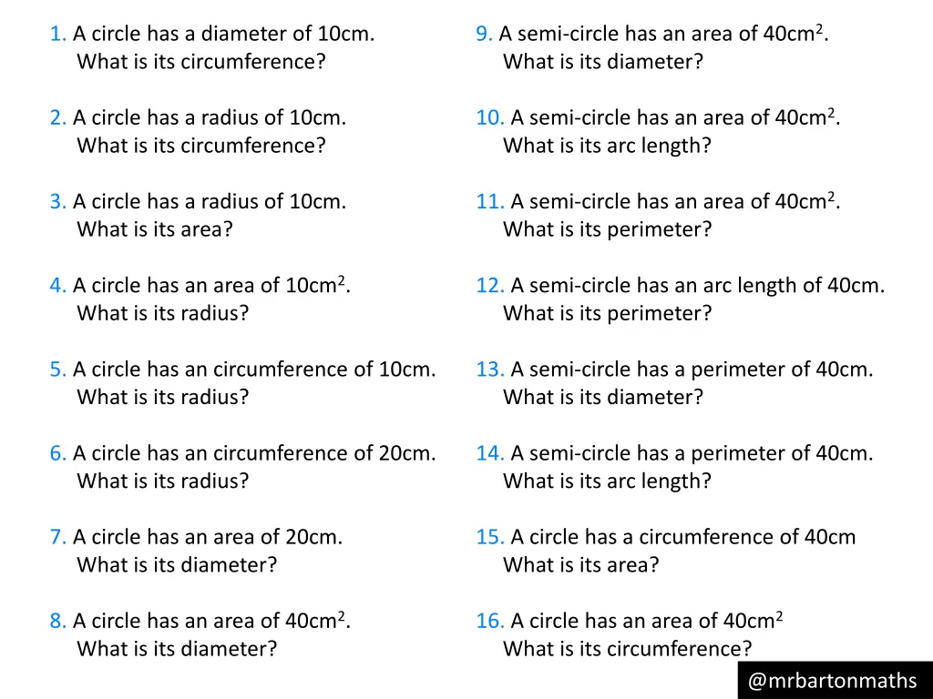 9 a semi circle has an area of 40cm 2 what
