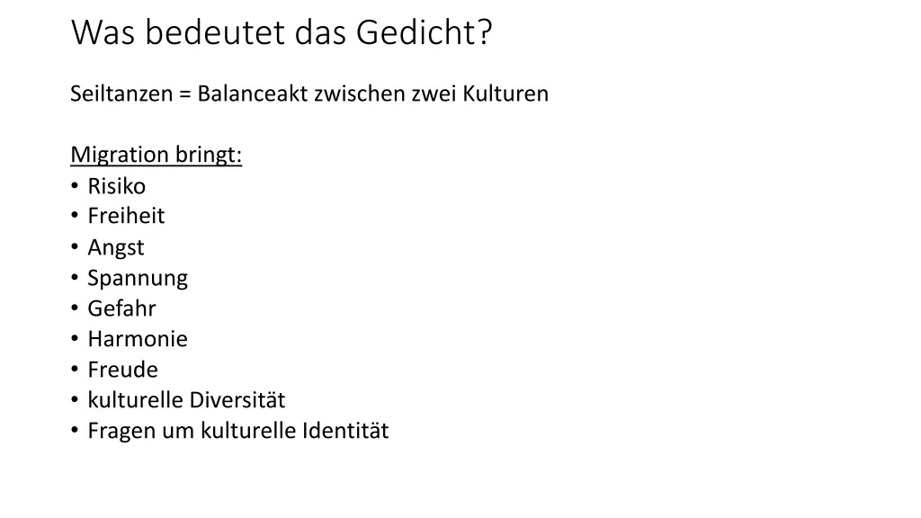 was bedeutet das gedicht
