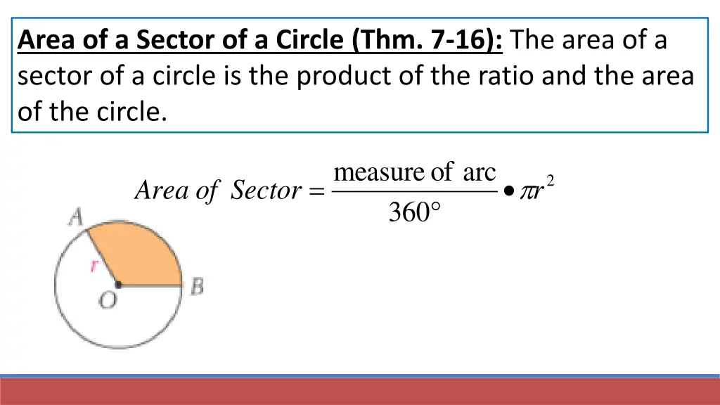 area of a sector of a circle thm 7 16 the area