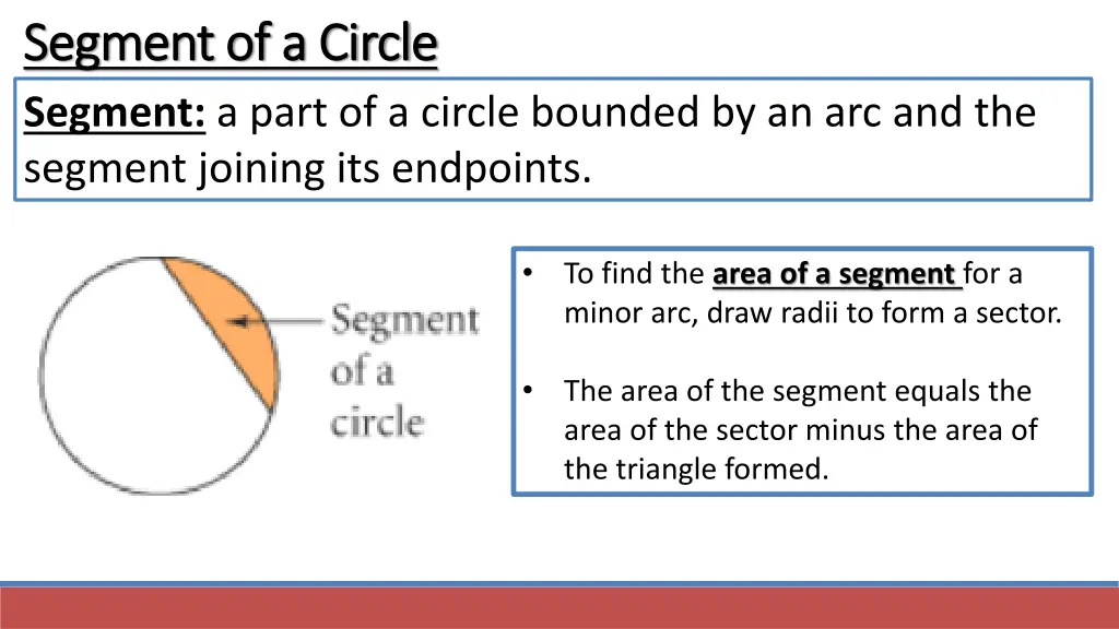 segment of a circle segment of a circle segment