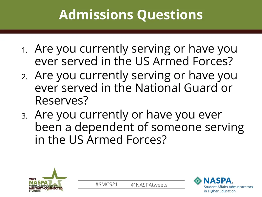 admissions questions