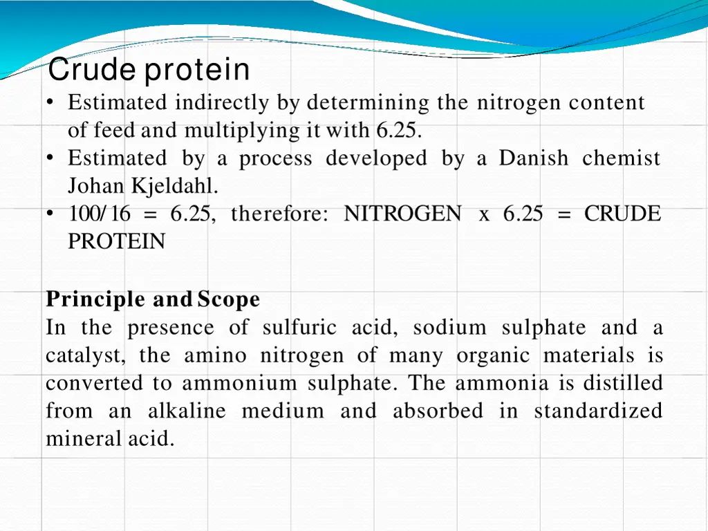 crude protein estimated indirectly by determining