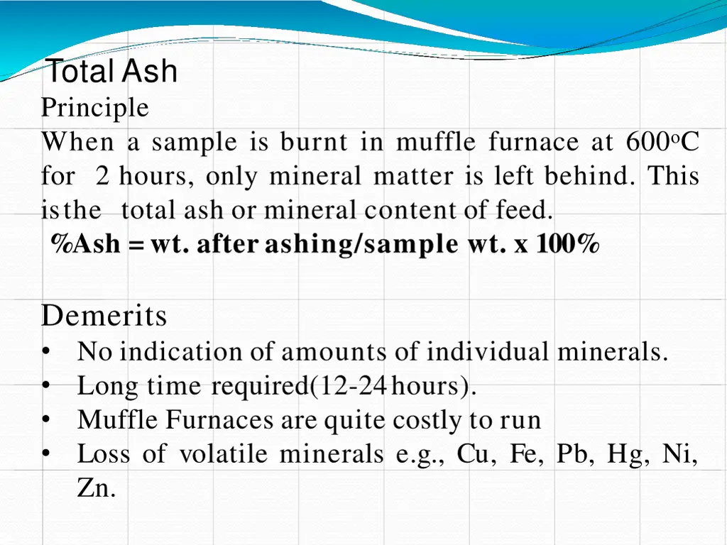 totalash principle when a sample is burnt
