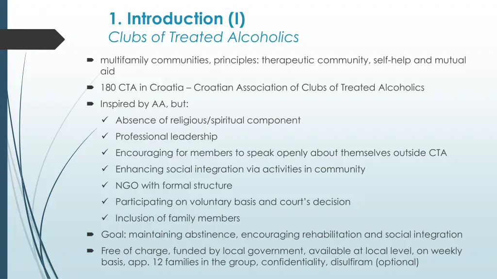1 introduction i clubs of treated alcoholics