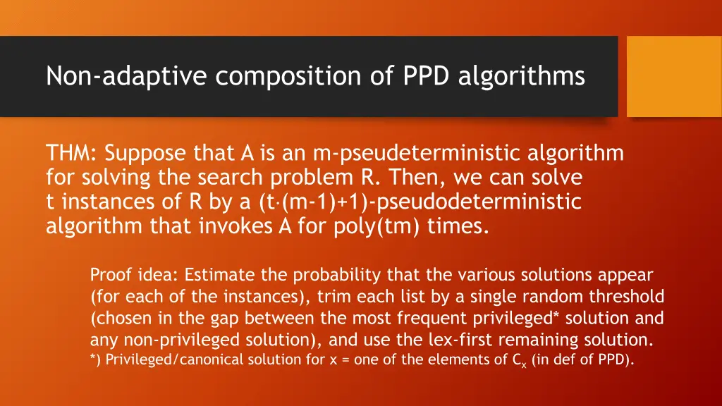non adaptive composition of ppd algorithms