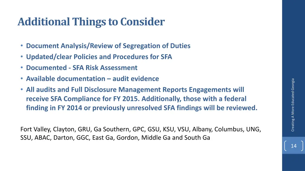 additional things to consider