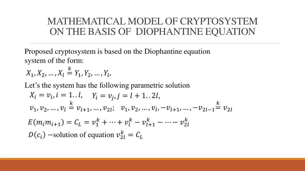 mathematical model of cryptosystem on the basis