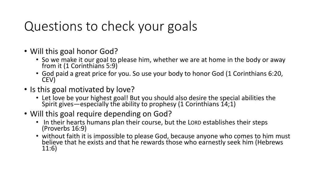 questions to check your goals
