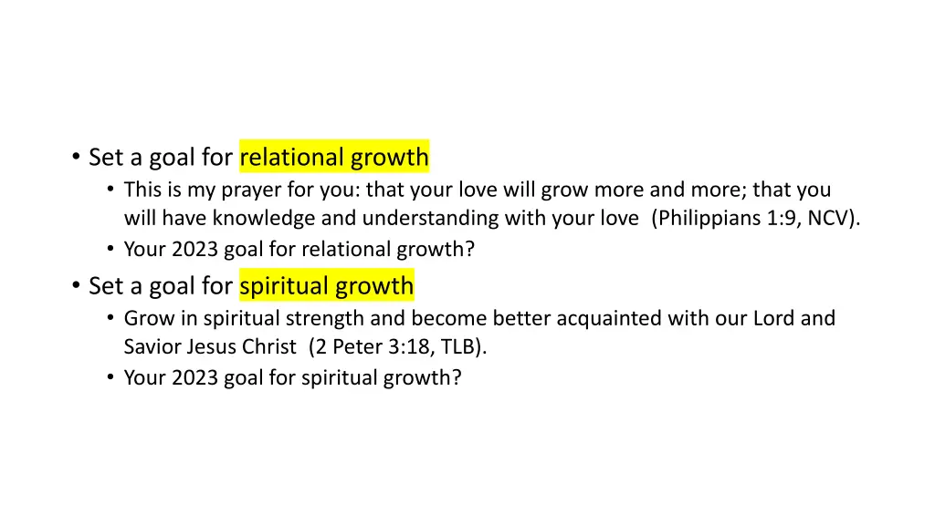 set a goal for relational growth this