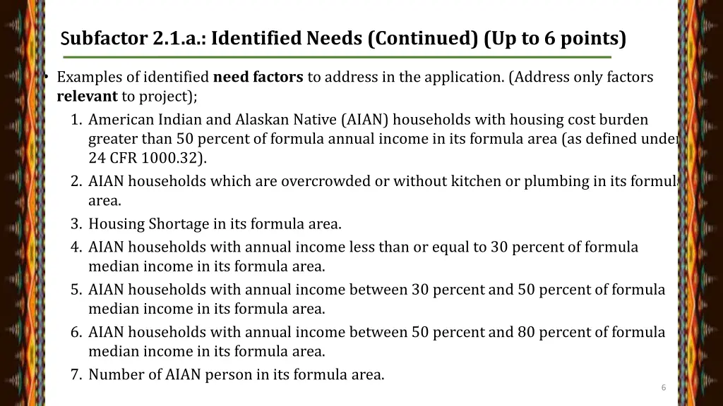 s s ubfactor 2 1 a identified needs continued