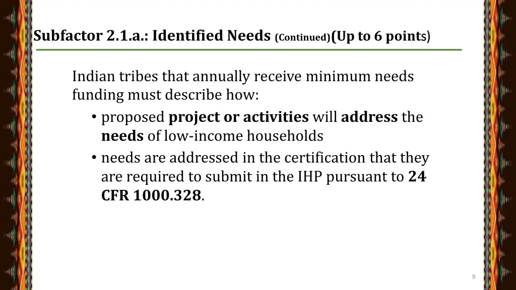 subfactor 2 1 a identified needs continued 2