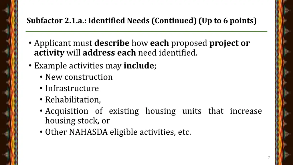 subfactor 2 1 a identified needs continued