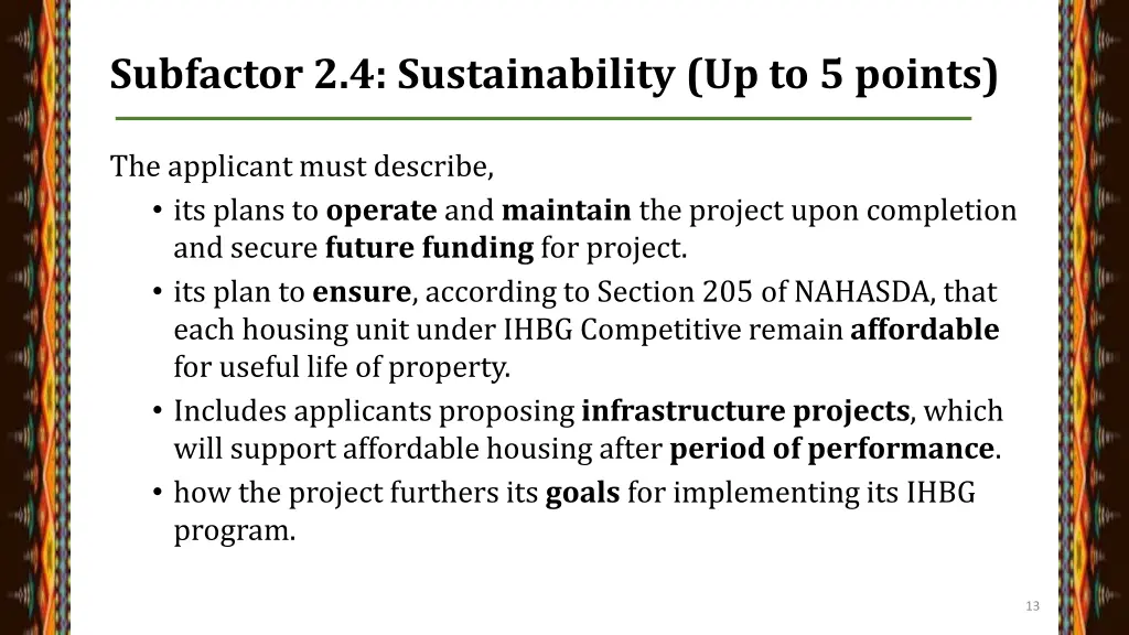 subfactor 2 4 sustainability up to 5 points
