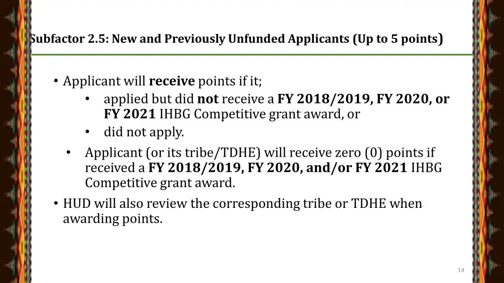 subfactor 2 5 new and previously unfunded