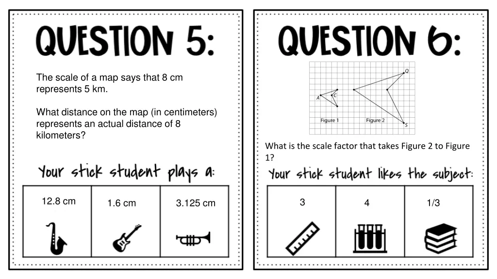 the scale of a map says that 8 cm represents 5 km
