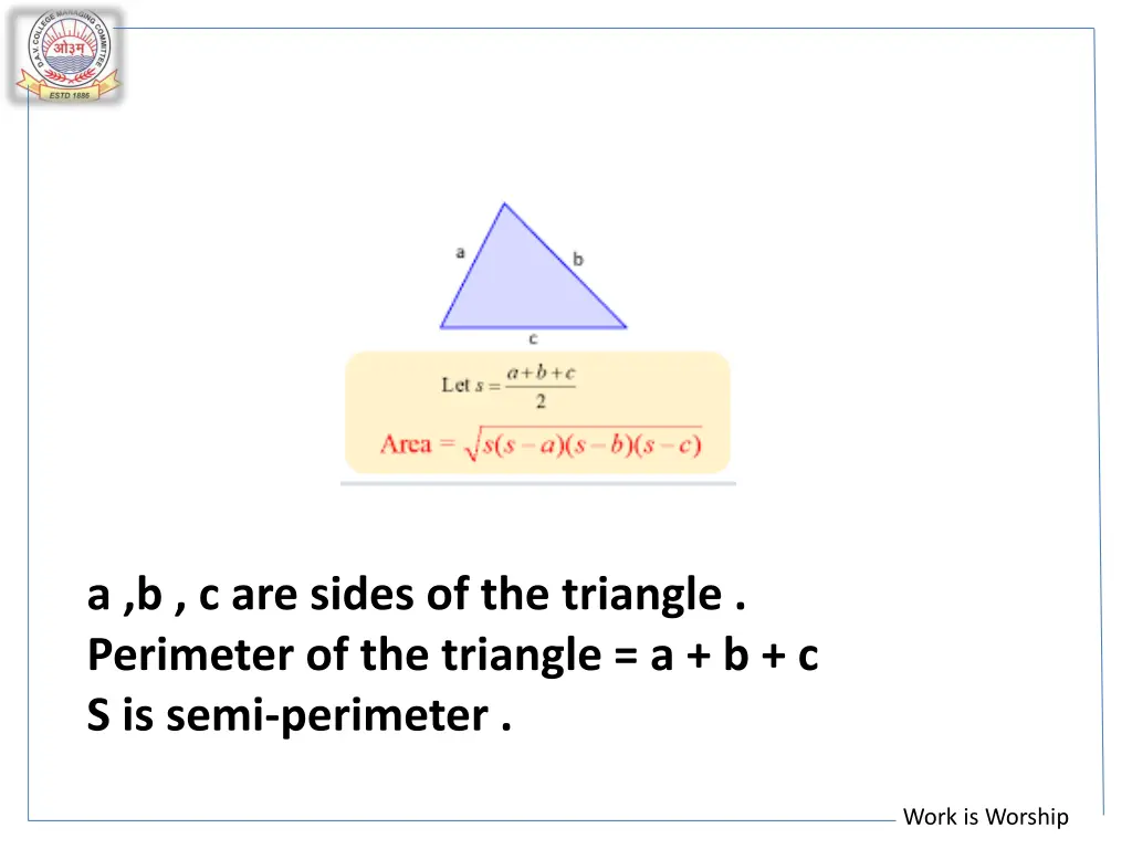 a b c are sides of the triangle perimeter