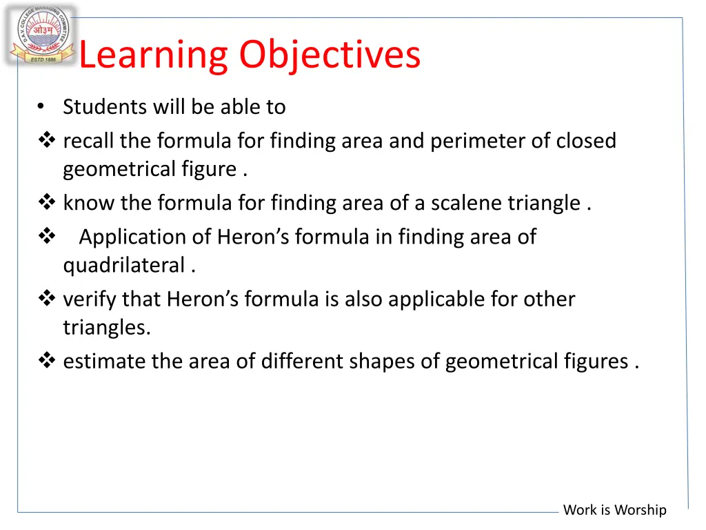 learning objectives