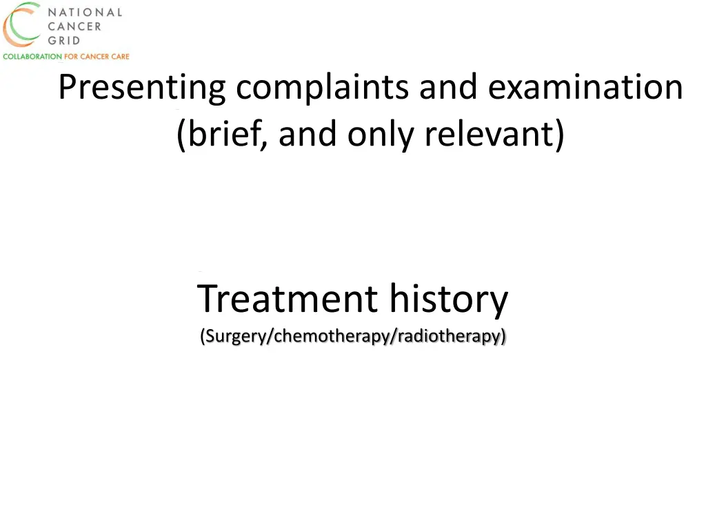 presenting complaints and examination brief