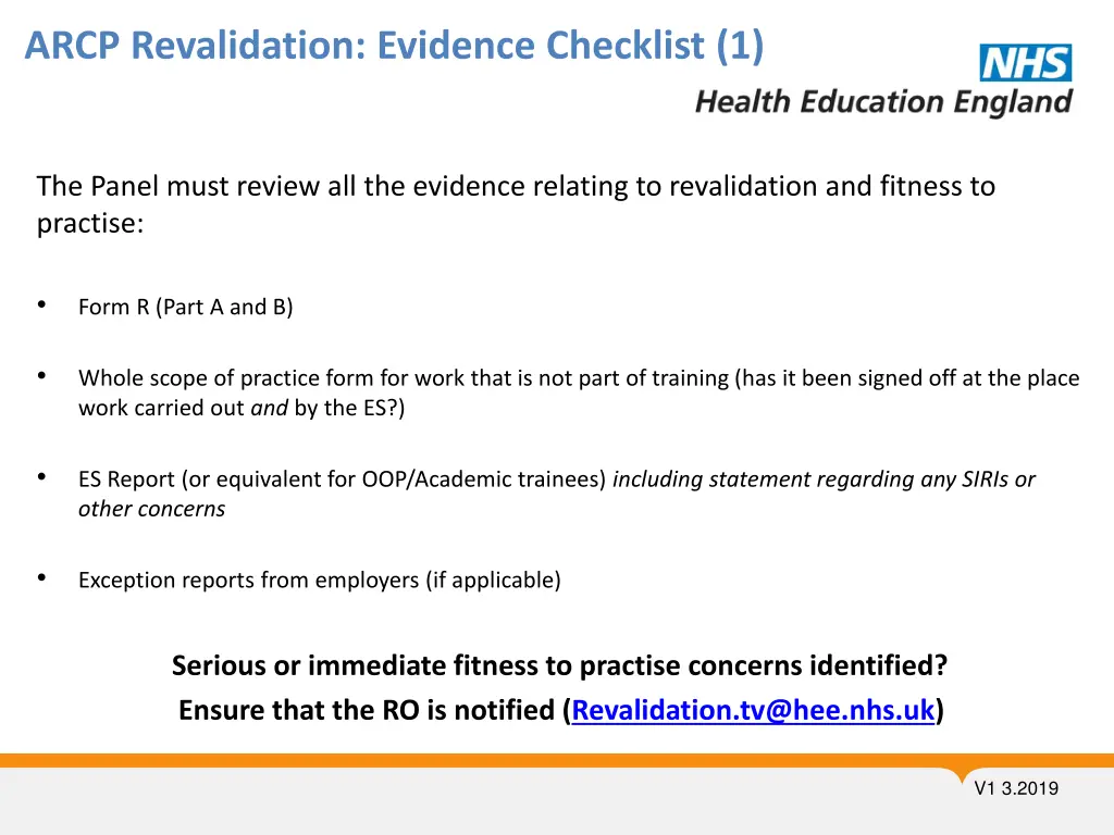 arcp revalidation evidence checklist 1