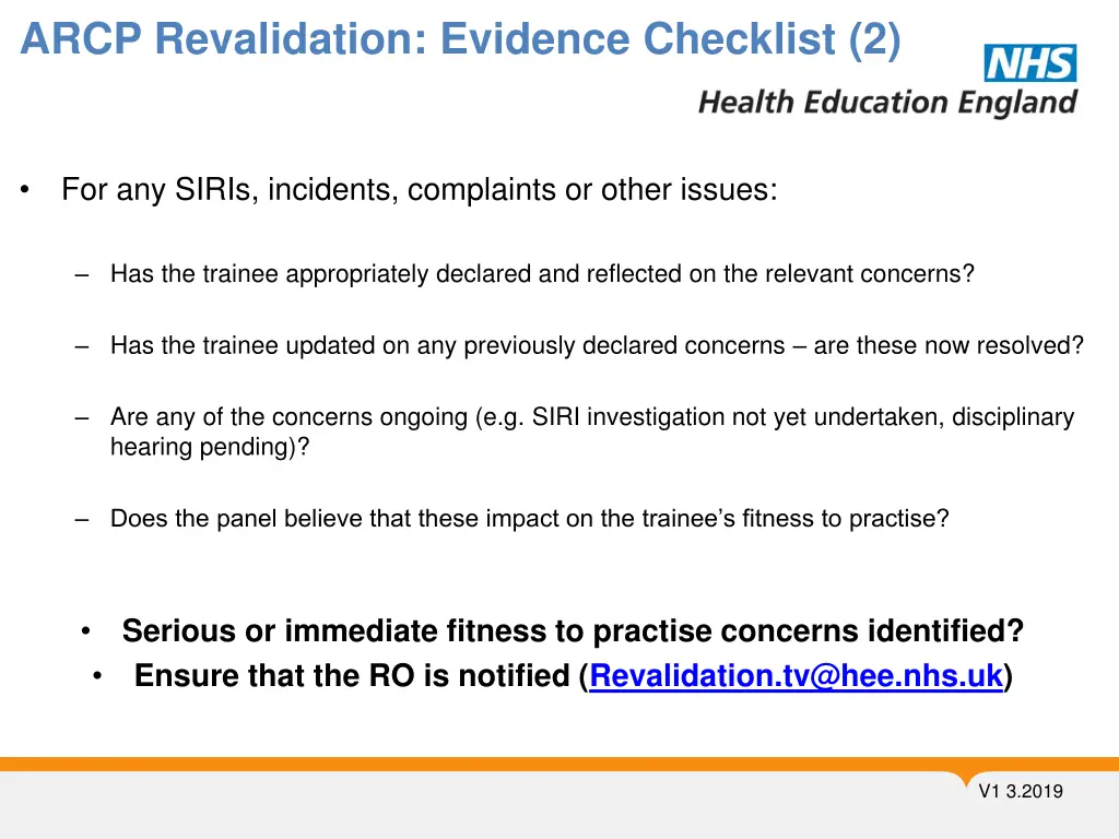 arcp revalidation evidence checklist 2