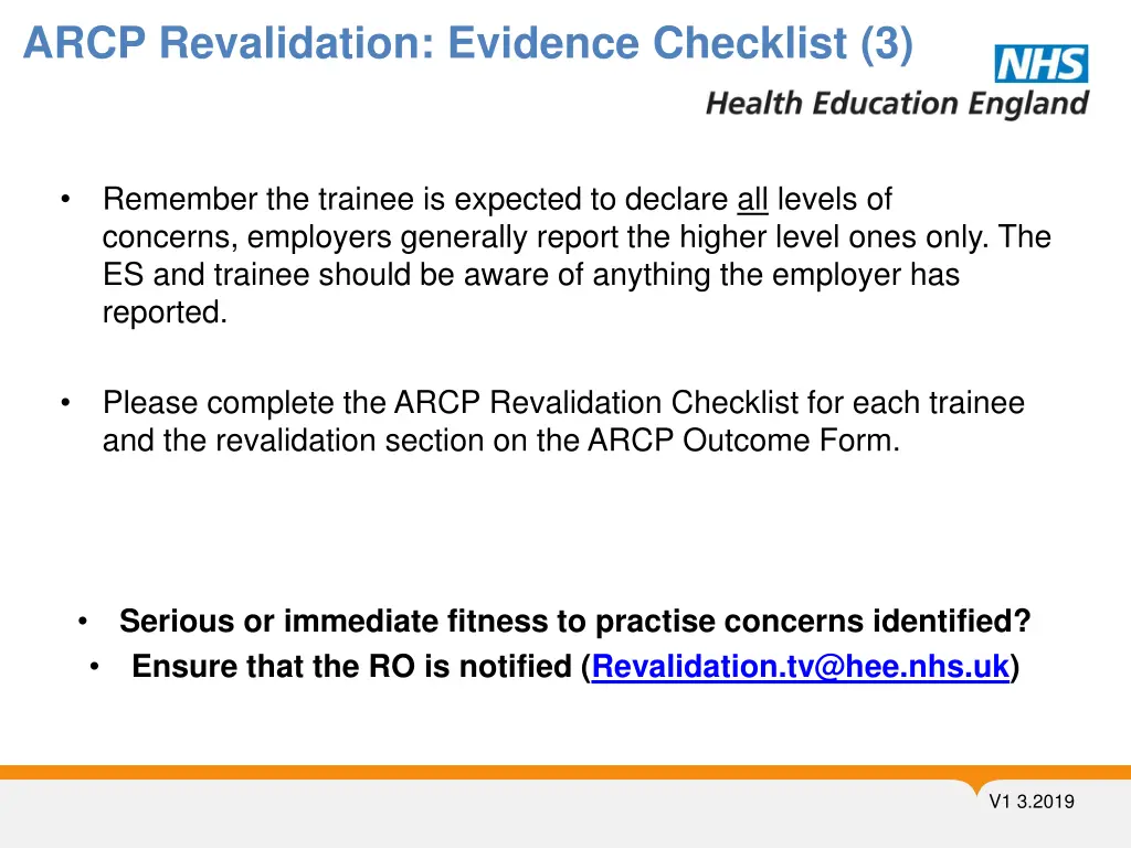 arcp revalidation evidence checklist 3