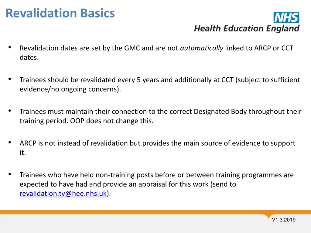revalidation basics