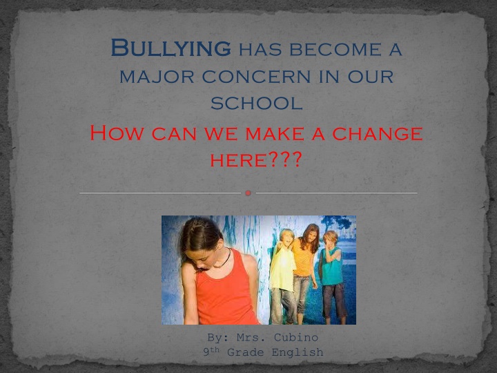 bullying bullying has become a major concern