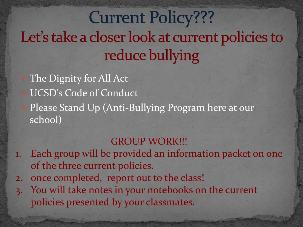 current policy