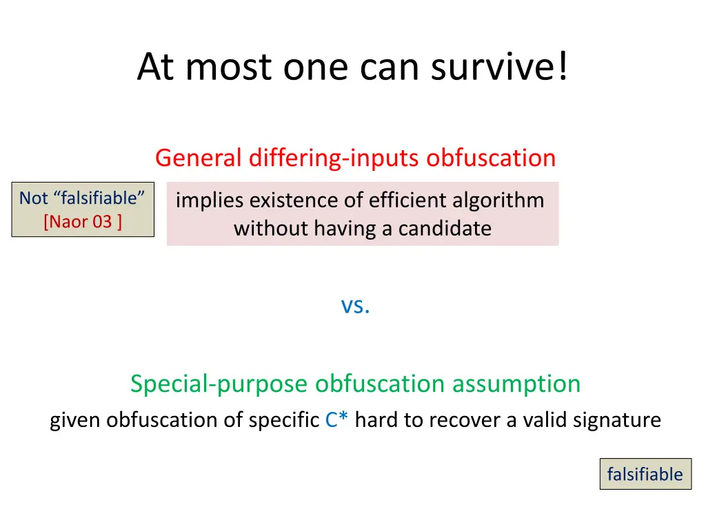at most one can survive