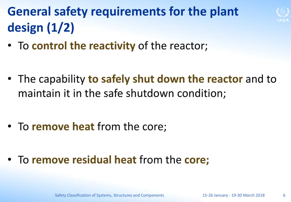 general safety requirements for the plant design
