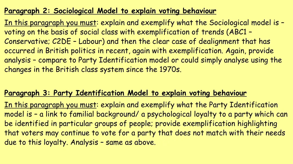 paragraph 2 sociological model to explain voting