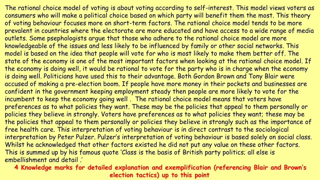 the rational choice model of voting is about