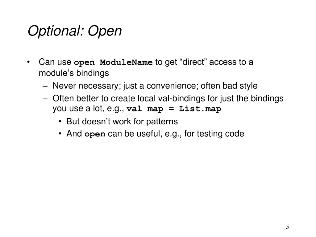 optional open