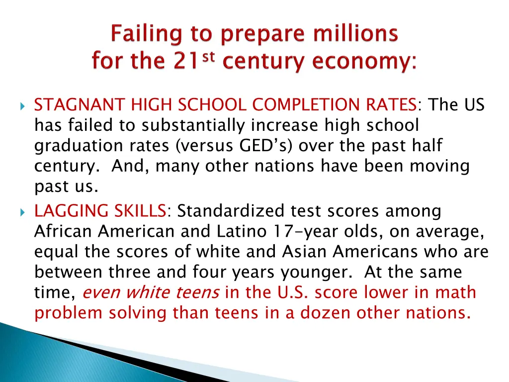 stagnant high school completion rates