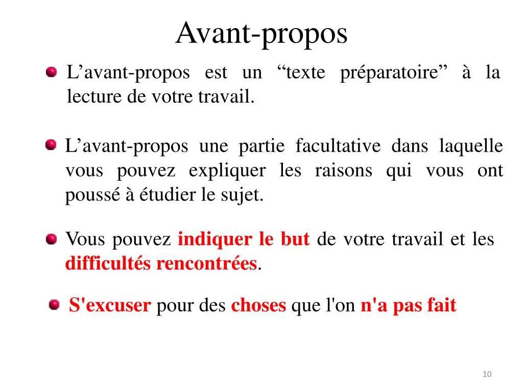 avant propos