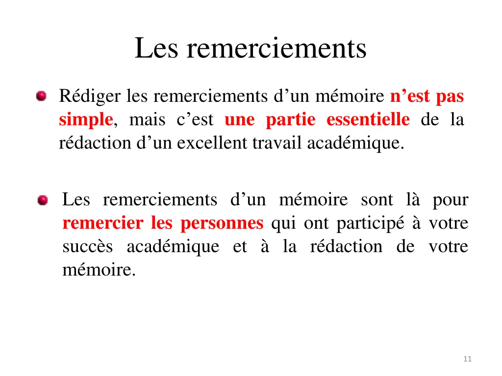 les remerciements