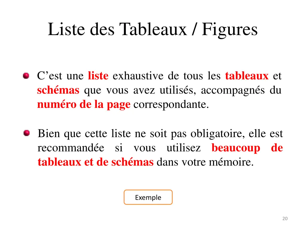 liste des tableaux figures
