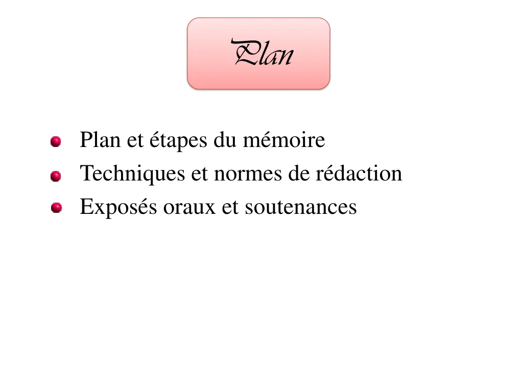 plan et tapes du m moire techniques et normes