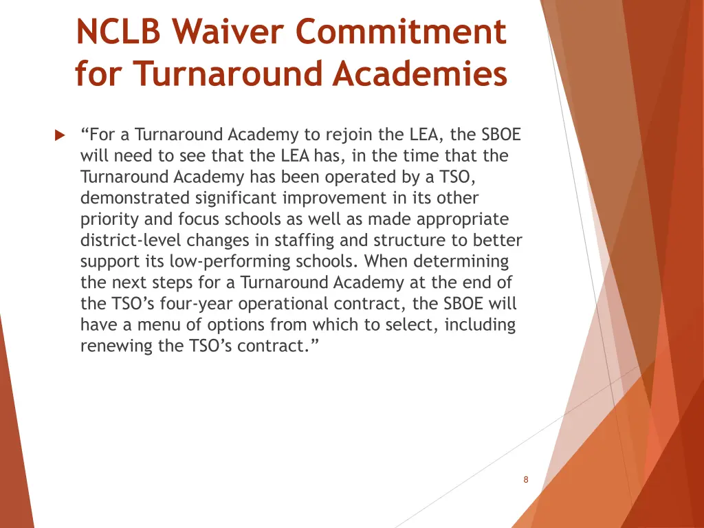 nclb waiver commitment for turnaround academies