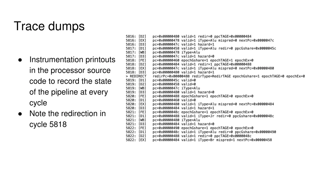 trace dumps