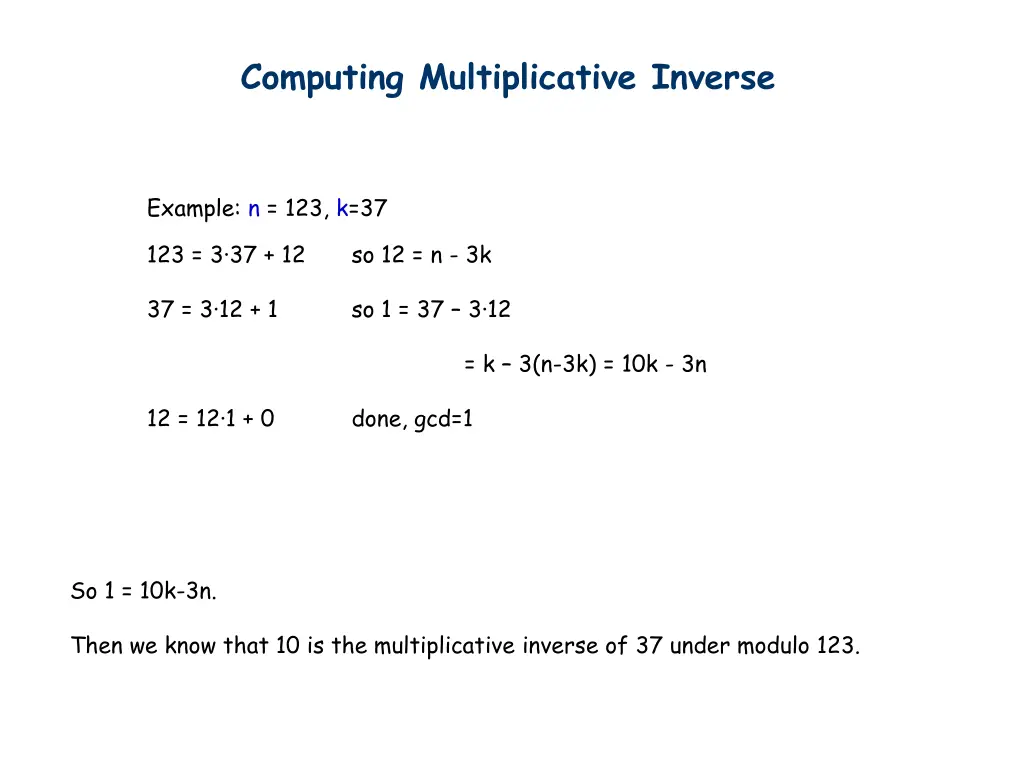 computing multiplicative inverse