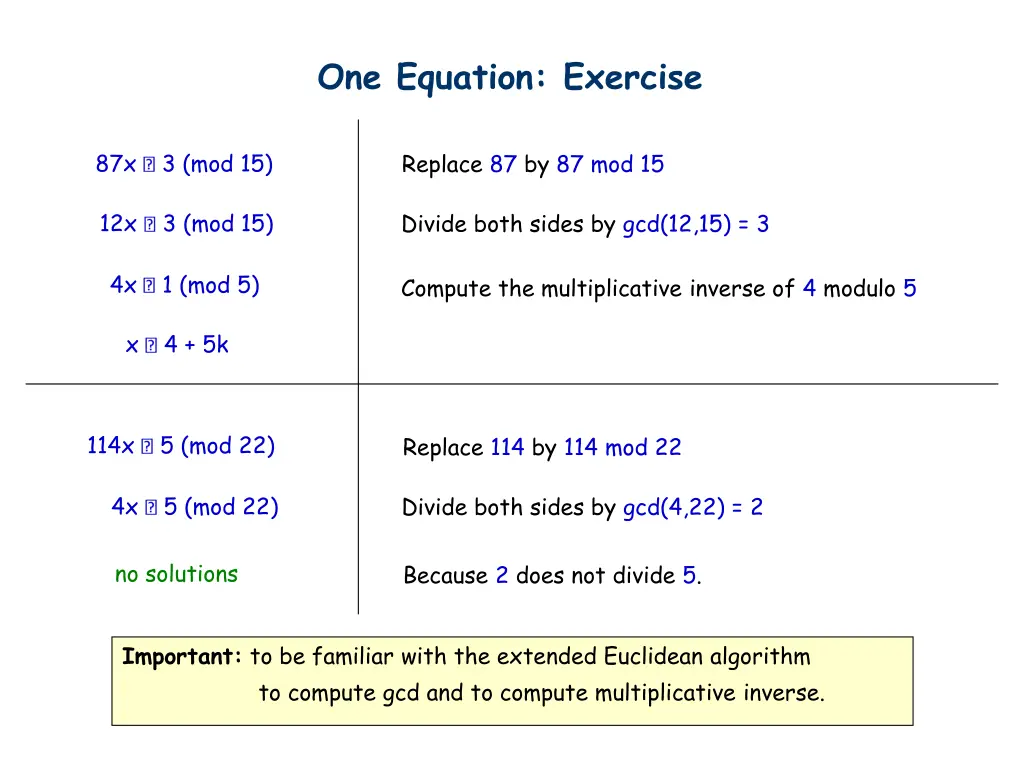 one equation exercise