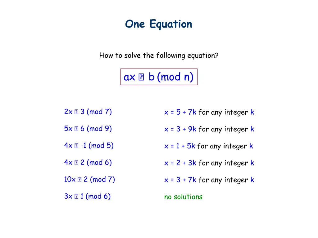 one equation