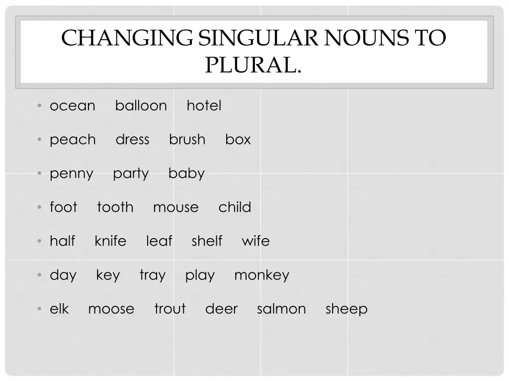 changing singular nouns to plural 1