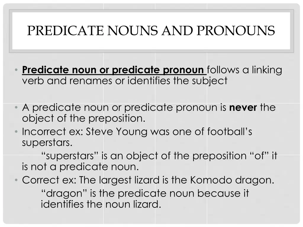 predicate nouns and pronouns