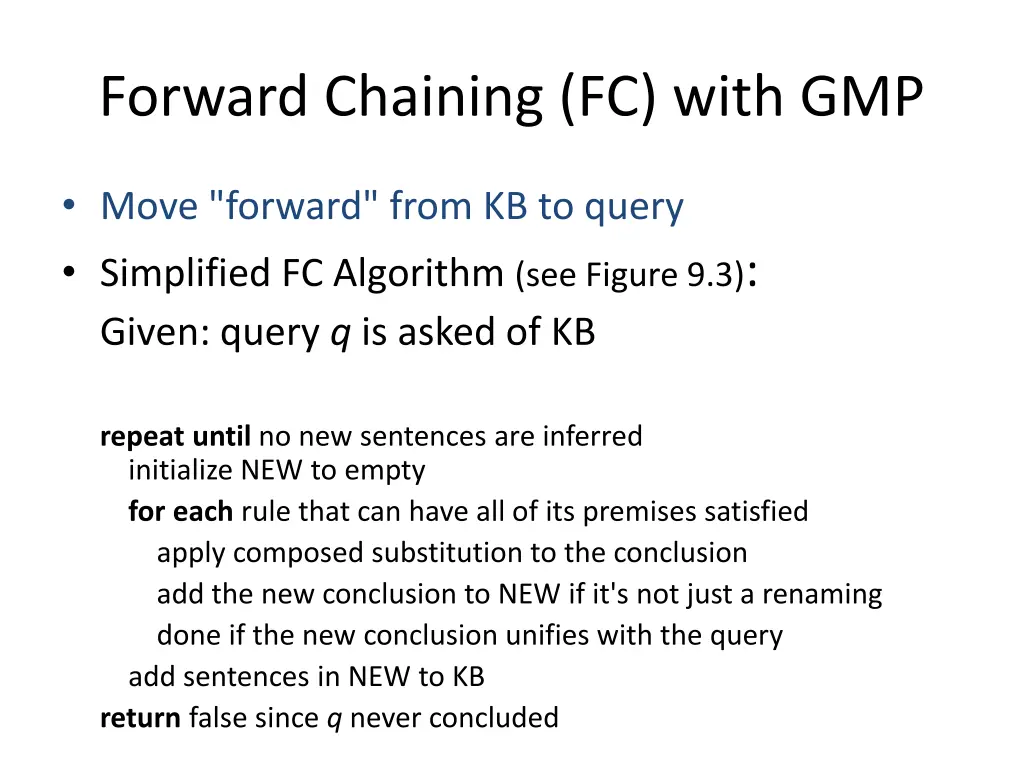 forward chaining fc with gmp