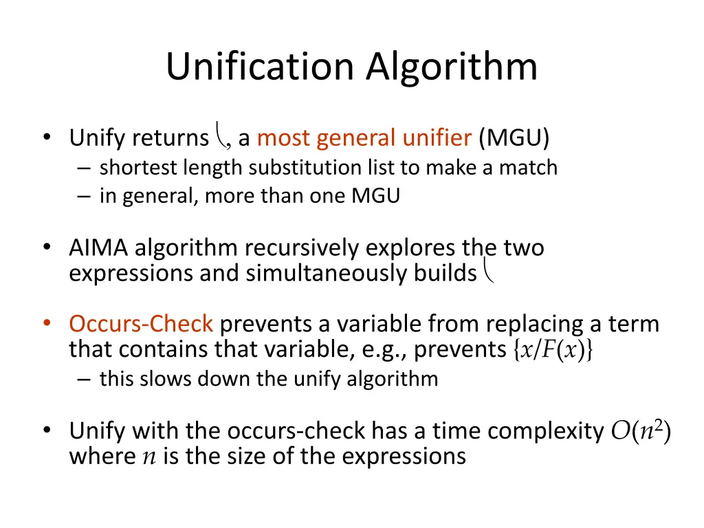 unification algorithm