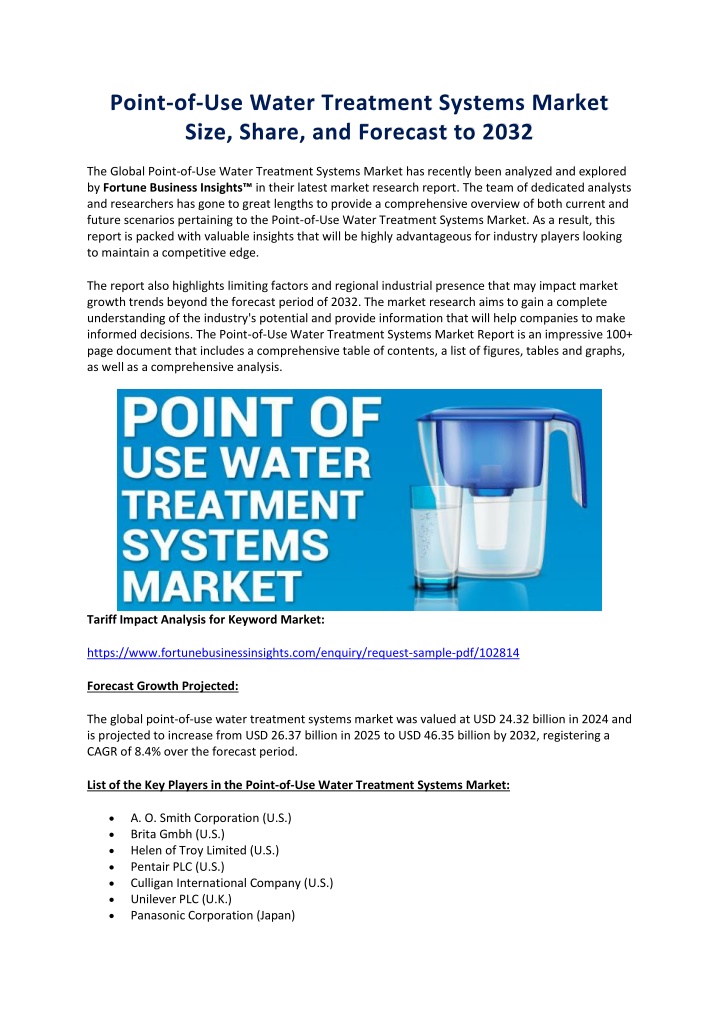 point of use water treatment systems market size